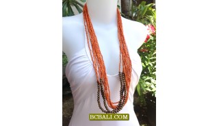 Beads Necklaces Sequins Multi Strand Wooden